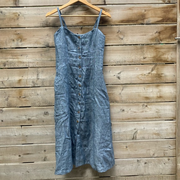 THREE GRACES blue linen maxi dress, size 2 - Picture 3 of 14